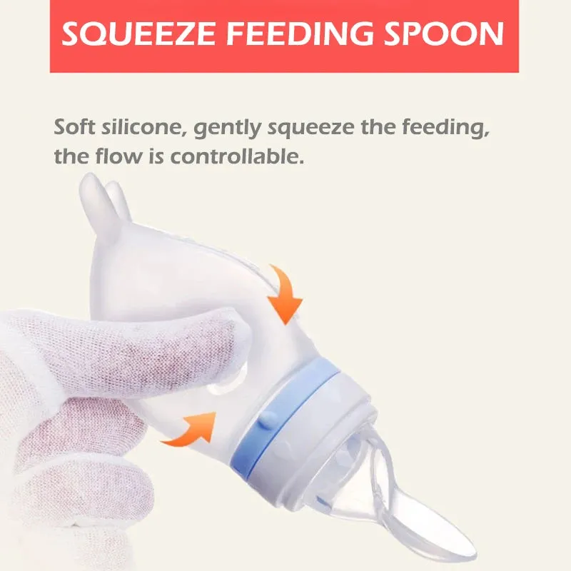 Easy Squeeze Silicone Baby Food Feeding Spoon