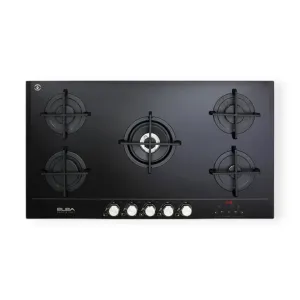 Elba 90cm Black Ceran Smart Gas Hob Elio 95G-Matic