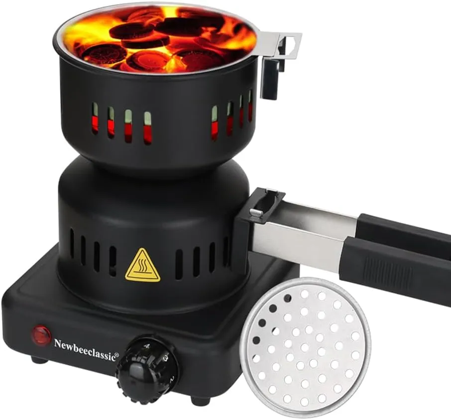 Electric Charcoal Starter,600W Durable Faster Coals Burner with Detachable Handle Stainless Steel Grill 4.9ft Cable,Multipurpose Fast Heating for Hookah BBQ Kitchen etc