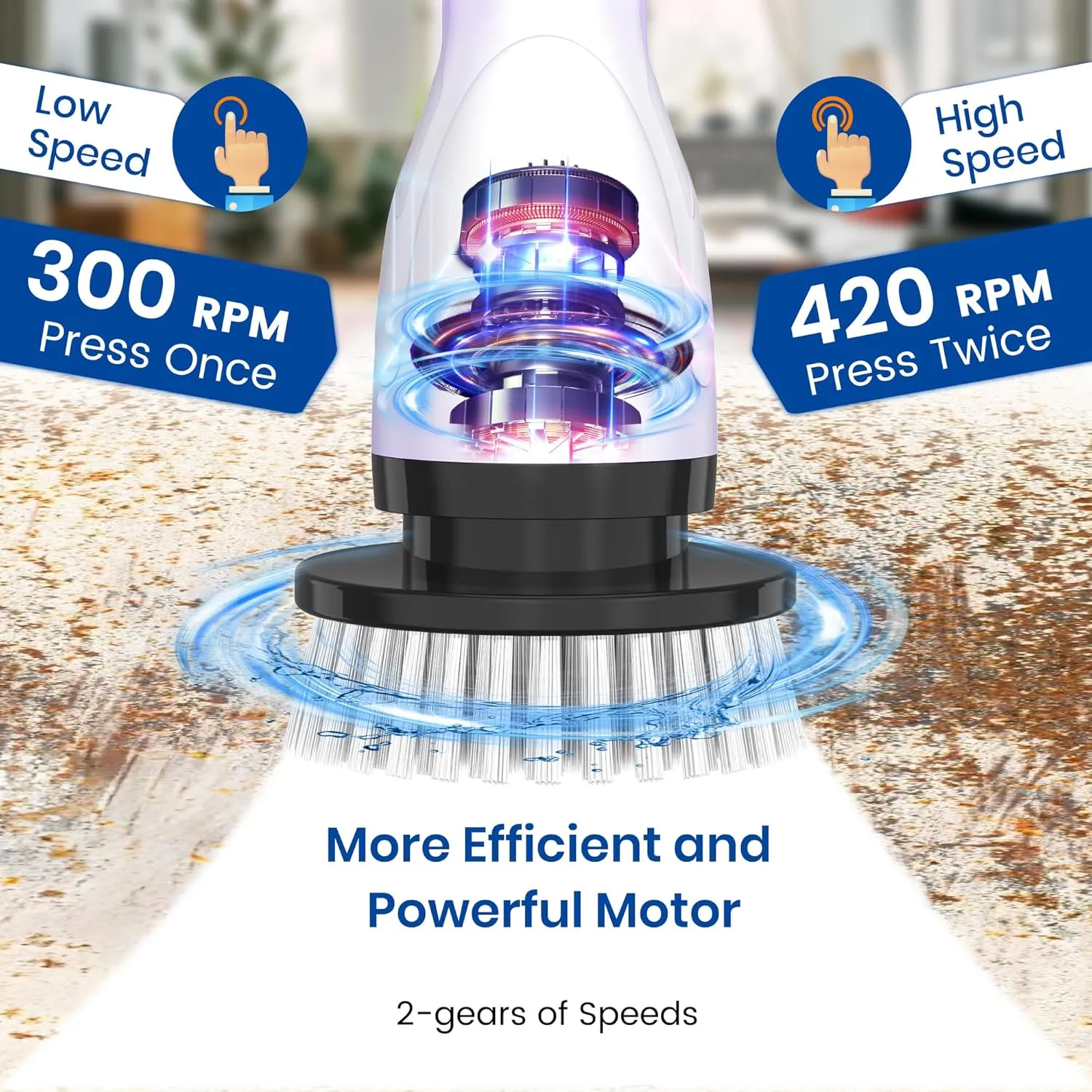 Electric Spin Scrubber, New Cordless Shower Cleaning Brush with Replaceable Brush Heads, Adjustable Speeds, and Adjustable Extension Handle for Bathroom Floor and Tile