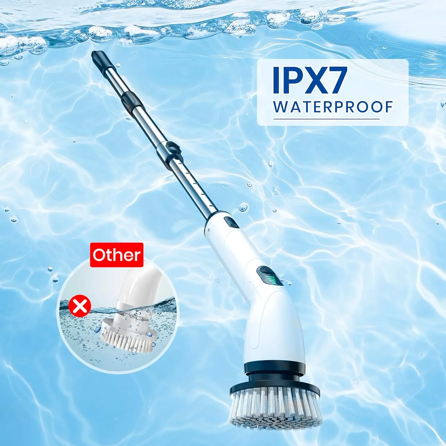 Electric Spin Scrubber, New Cordless Shower Cleaning Brush with Replaceable Brush Heads, Adjustable Speeds, and Adjustable Extension Handle for Bathroom Floor and Tile