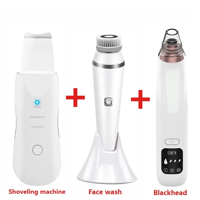 Electric Ultrasonic Face Care Skin Scrubber Vacuum Blackhead Remove Facial Cleaning Beauty Instrument Silicone Cleansing Brush