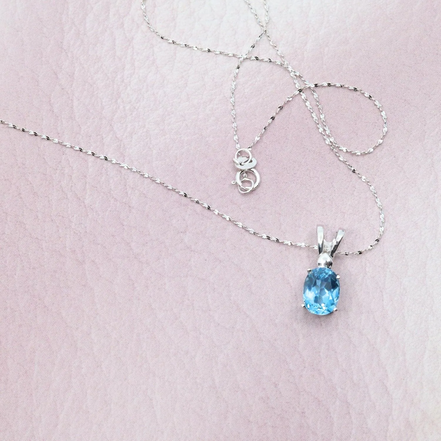 Elegant Genuine Gemstone and Pearl Pendant Necklace Collection in 18K White Gold Over Sterling Silver – London or Swiss Blue Topaz, Blue Sapphire, and Freshwater Cultured Pearls