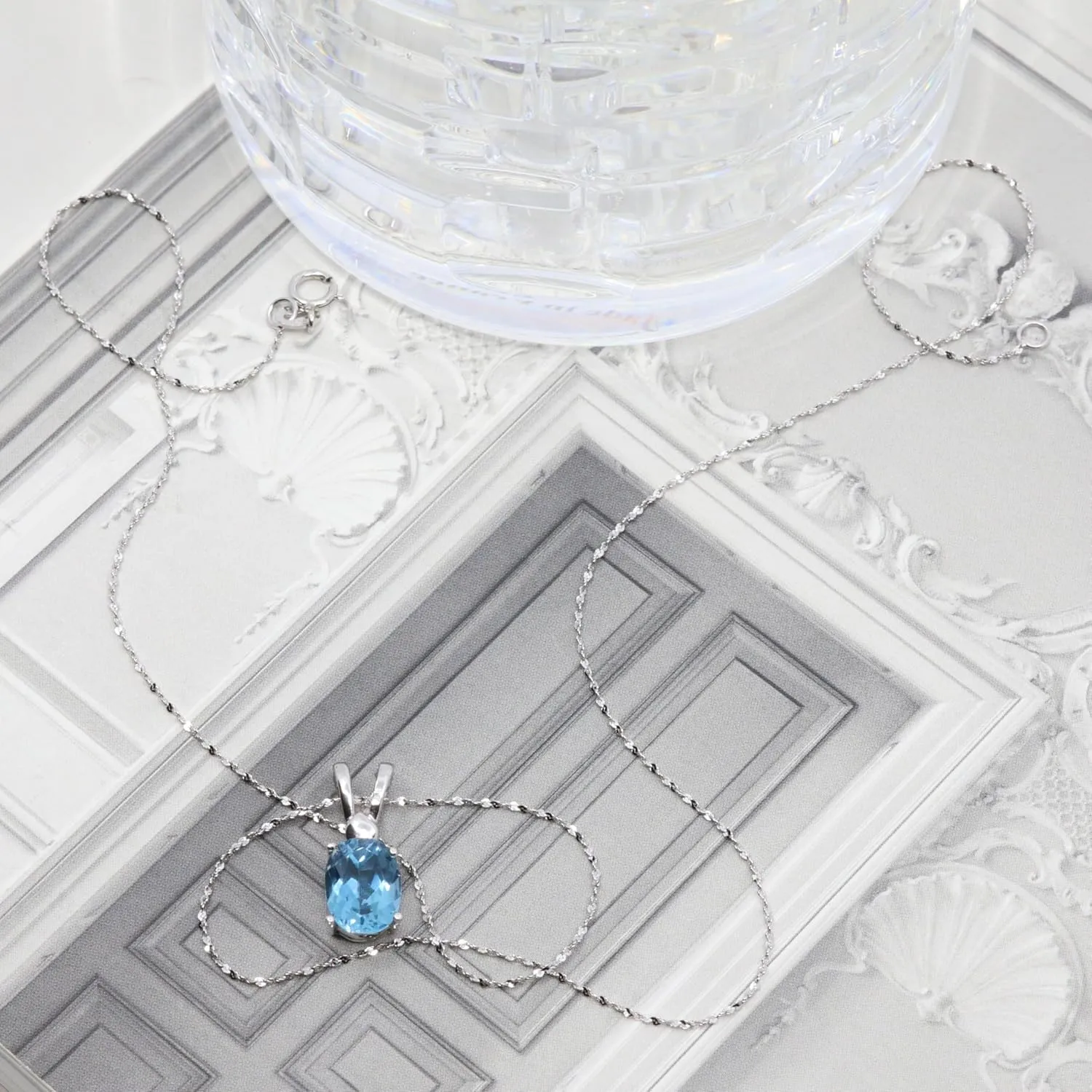 Elegant Genuine Gemstone and Pearl Pendant Necklace Collection in 18K White Gold Over Sterling Silver – London or Swiss Blue Topaz, Blue Sapphire, and Freshwater Cultured Pearls