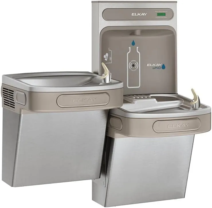 Elkay EZSTL8WSSK EZH2O Bottle Filling Station & Versatile Bi-Level ADA Cooler, Non-Filtered 8 GPH Stainless