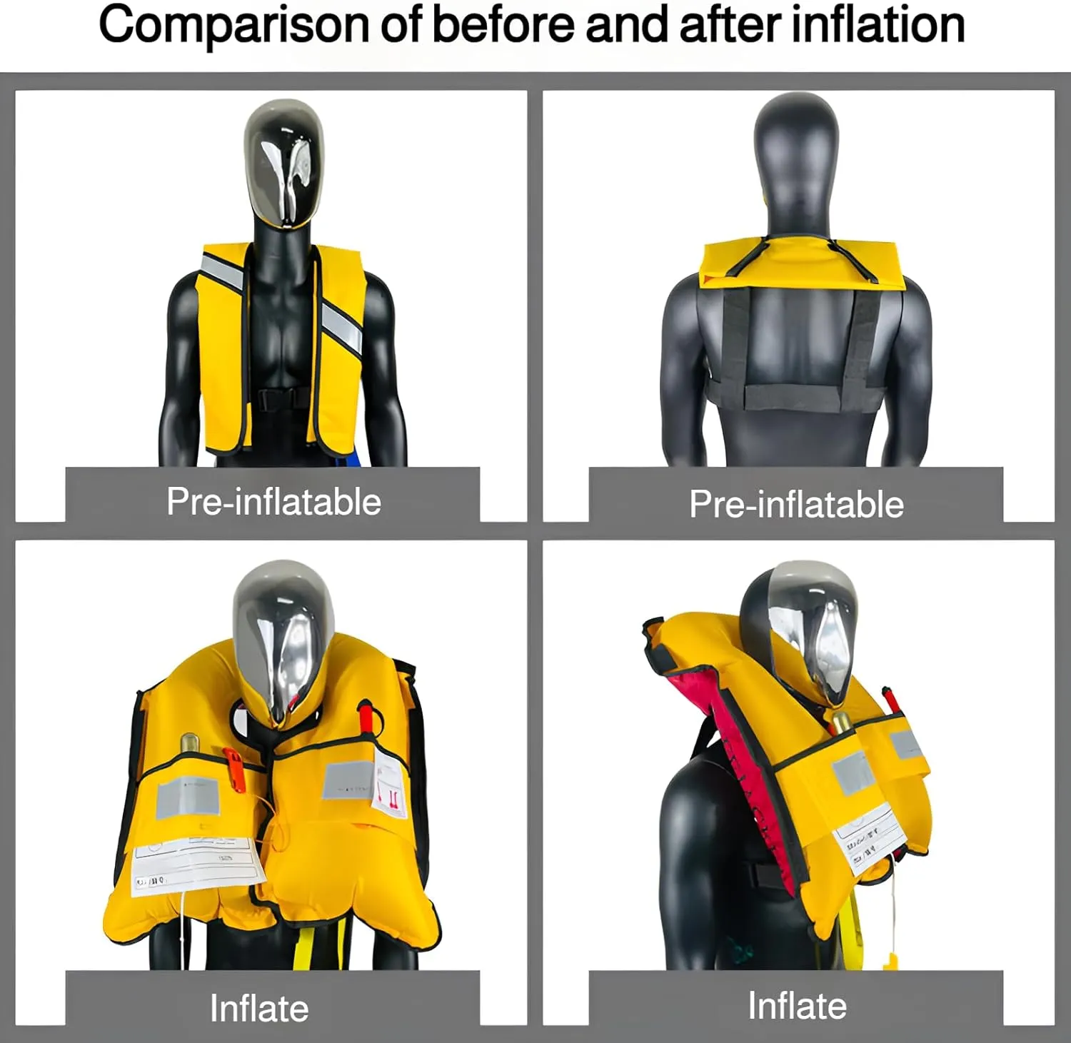 [Ellniges] Professional Grade Auto-Inflate Life Vest - 【Dual Safety System】, Weather Adjustable Straps, Maritime Ready with Reflective Panels & Survival Whistle, Tear- Oxford