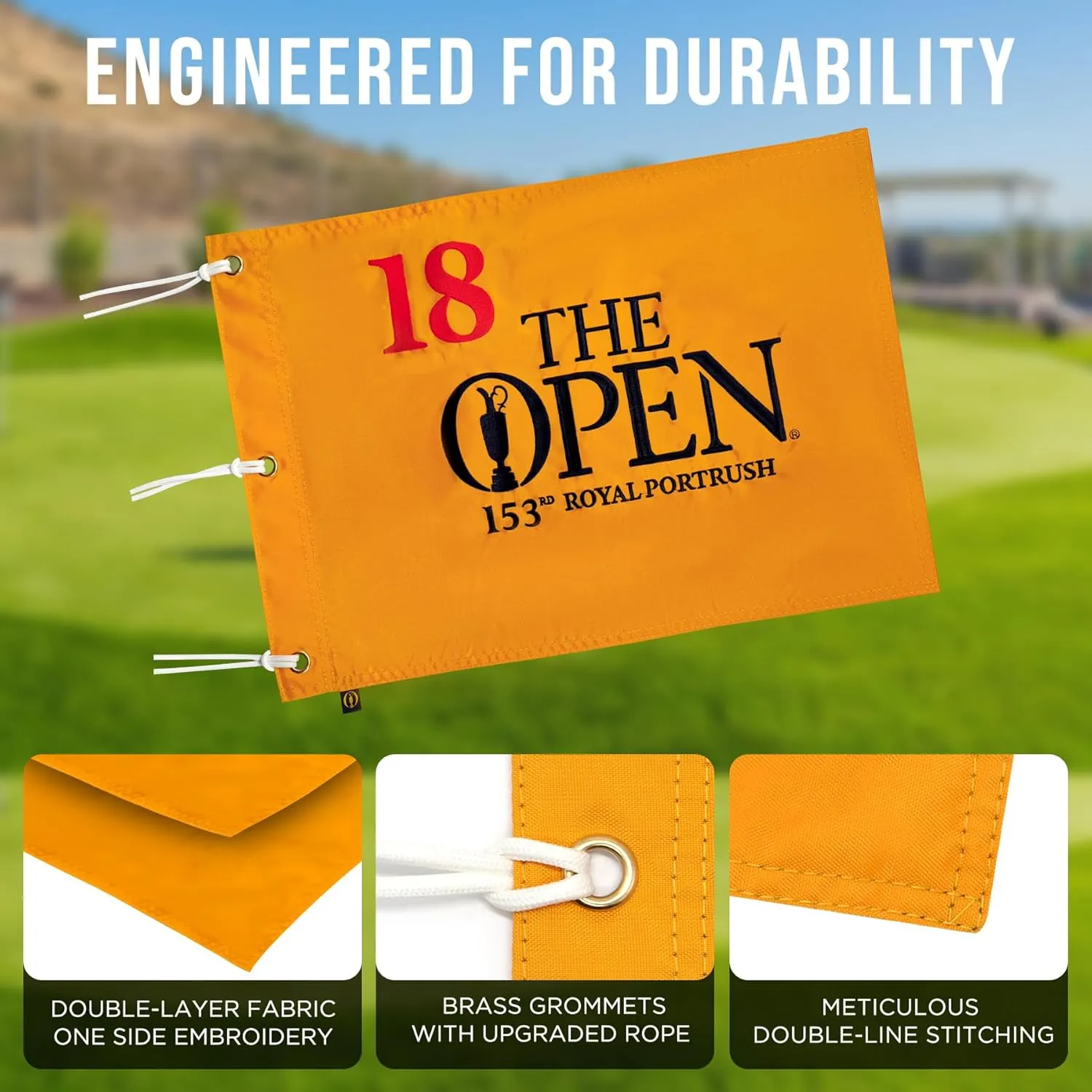 Embroidered Themed Golf Flag 2025, 14x20 Inch, Premium 420D Nylon, Ideal for Practice Putting Green, Driving Range, Golf Course, Golf Club, Collectors