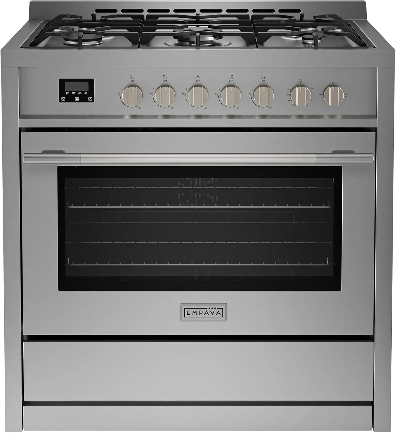 Empava Gas Range, 18K BTU Triple Ring Burner, 4.3 Cu.Ft Convection Oven, Stainless Steel Freestanding/Slide-in Stove, Anti-Tip Safety, 36 Inch, CSA Certified