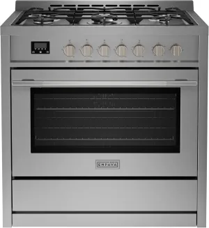 Empava Gas Range, 18K BTU Triple Ring Burner, 4.3 Cu.Ft Convection Oven, Stainless Steel Freestanding/Slide-in Stove, Anti-Tip Safety, 36 Inch, CSA Certified