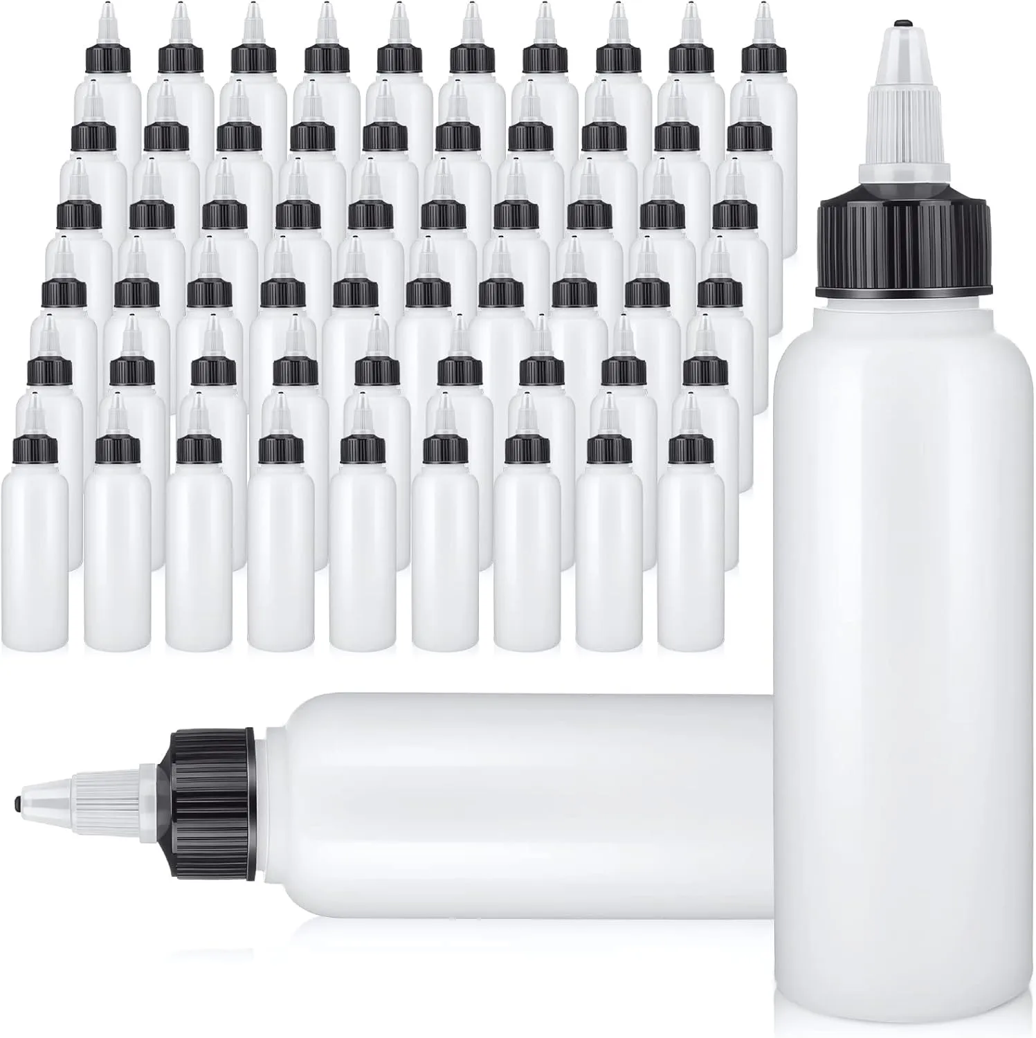Epakh 60 Pieces Plastic Squeeze Bottles 4 oz Condiment Dispensing Bottles with Twist Top Cap Sauce Squirt Empty Squeeze Containers for Condiment Cookie Decorating Sauces Arts Crafts Lab Oil