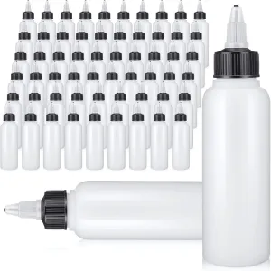 Epakh 60 Pieces Plastic Squeeze Bottles 4 oz Condiment Dispensing Bottles with Twist Top Cap Sauce Squirt Empty Squeeze Containers for Condiment Cookie Decorating Sauces Arts Crafts Lab Oil