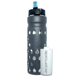 Epic Escape | Glass Water Bottle with Filter | USA Made Filter | Dishwasher Safe | Borosilicate Glass with Silicone Sleeve | BPA Free Water Bottle | Removes 99.99% Tap Water Contaminants | Filtered