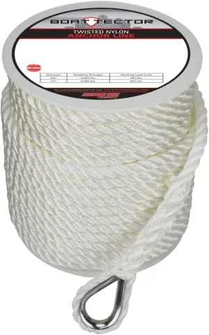 Extreme Max BoatTector Premium Twisted Nylon Anchor Line with Thimble