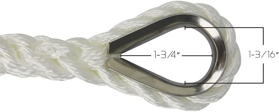 Extreme Max BoatTector Premium Twisted Nylon Anchor Line with Thimble