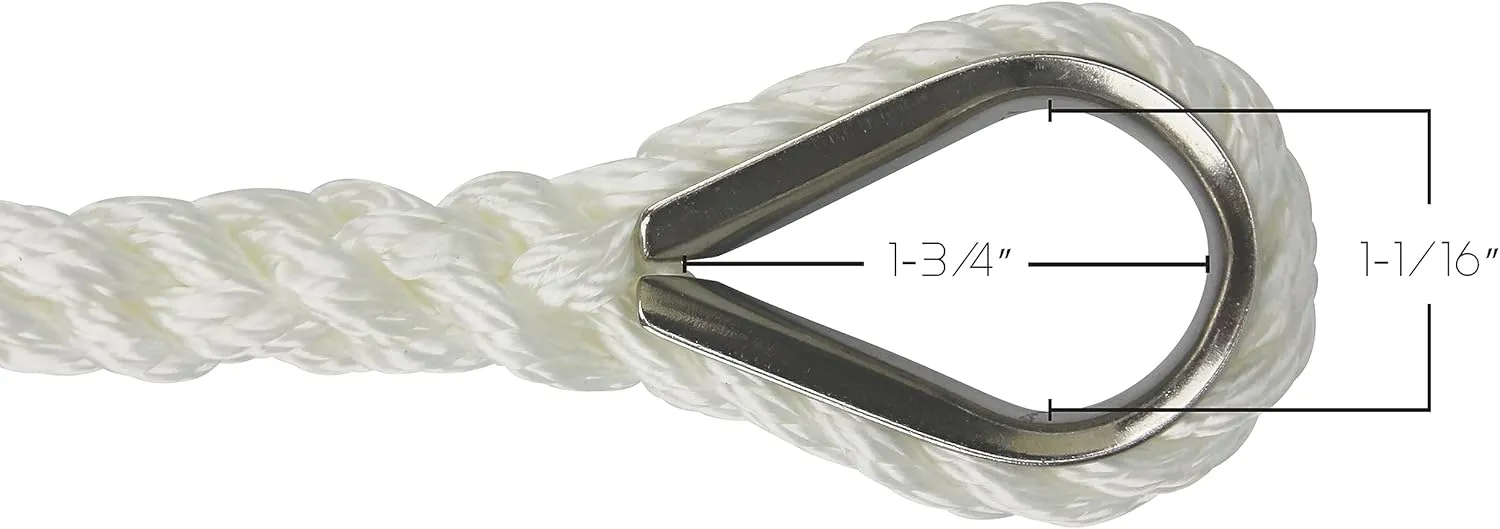 Extreme Max BoatTector Premium Twisted Nylon Anchor Line with Thimble