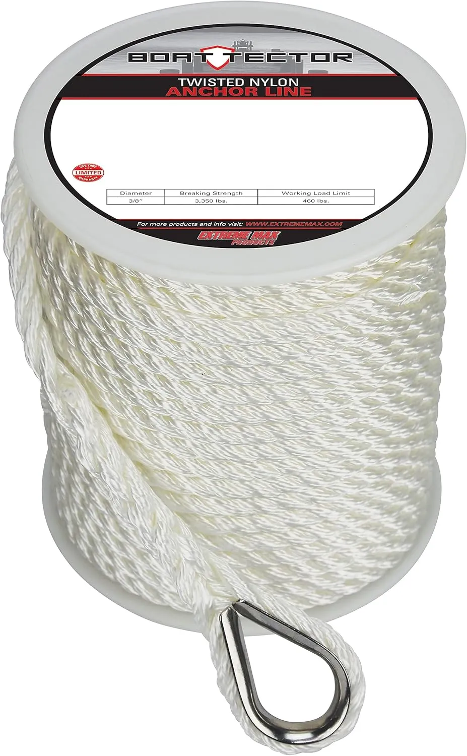 Extreme Max BoatTector Premium Twisted Nylon Anchor Line with Thimble