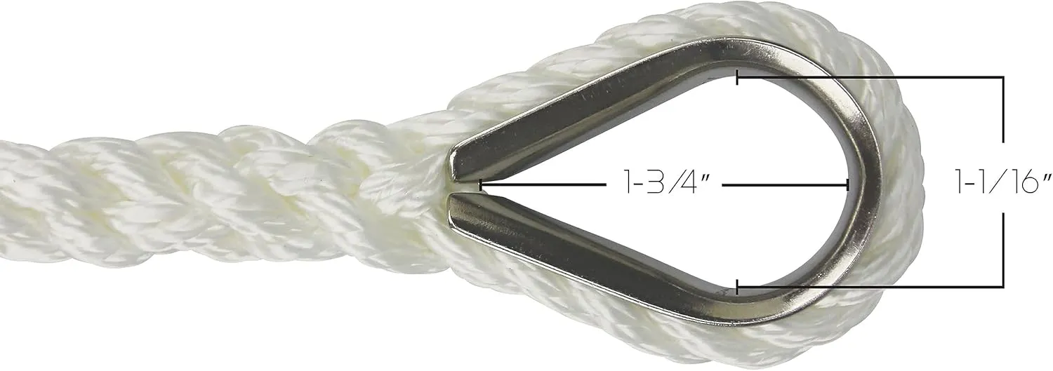 Extreme Max BoatTector Premium Twisted Nylon Anchor Line with Thimble