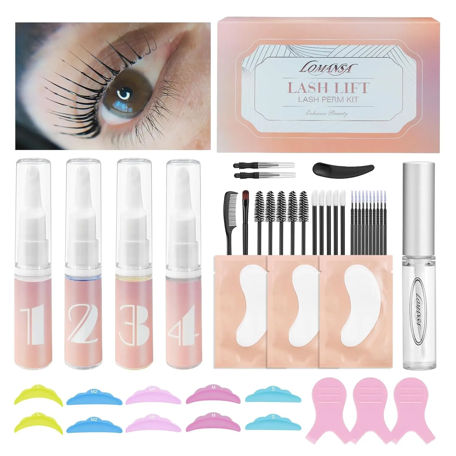 Eyelash Lift Kit Lash Lifting Instant Easy for Beginner Eyelash Perm Kit Achieve Fuller Thicker Salon Lashes Result