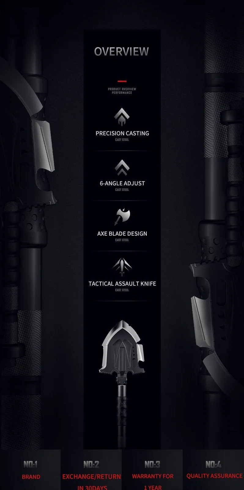 F-A3 Survival Shovel w/Military Style Pouch