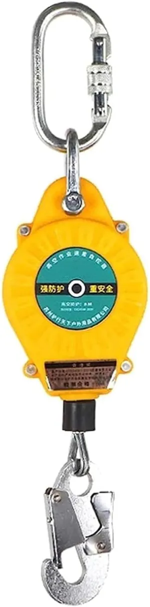 Fall Protection Self Retracting Lifeline, Retractable Lanyard for Roof & Tree House Construction, Auto Belay Device, 150KG Capacity, 15M Length