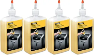 Fellowes 35250 Powershred Performance Oil, 12 oz. Bottle w/Extension Nozzle - 4 Pack