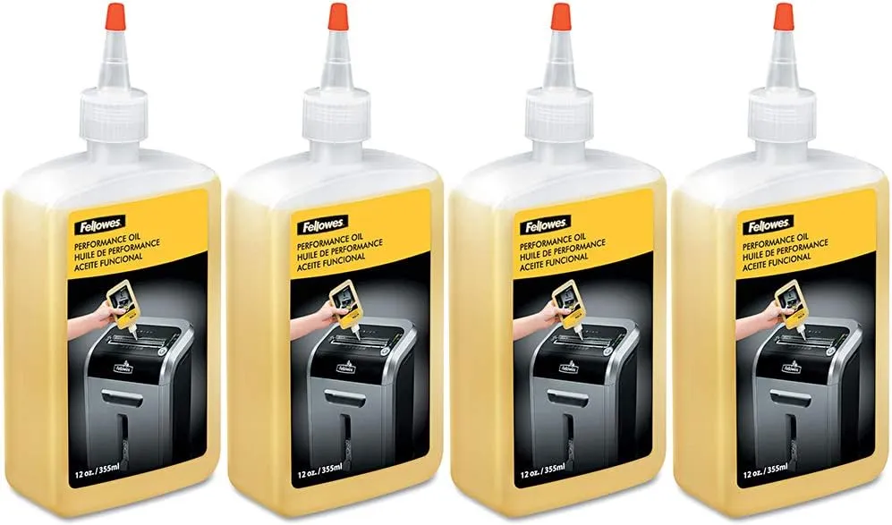 Fellowes 35250 Powershred Performance Oil, 12 oz. Bottle w/Extension Nozzle - 4 Pack