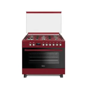 Ferre 90cm 6 Gas Burner (Wok   Mini Wok) With Electric Oven, Fan, Turnspit And Grill – Red - F9S60E7.PRI