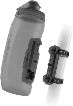 FIDLOCK Twist Bottle 590ml/20oz   Universal Base Set | New Leak-Proof, Self-Sealing Bottle Cap | Bike Water Bottle Holder with No Screws & Attached Bottle | Cage Free Magnetic Rack | Smoke