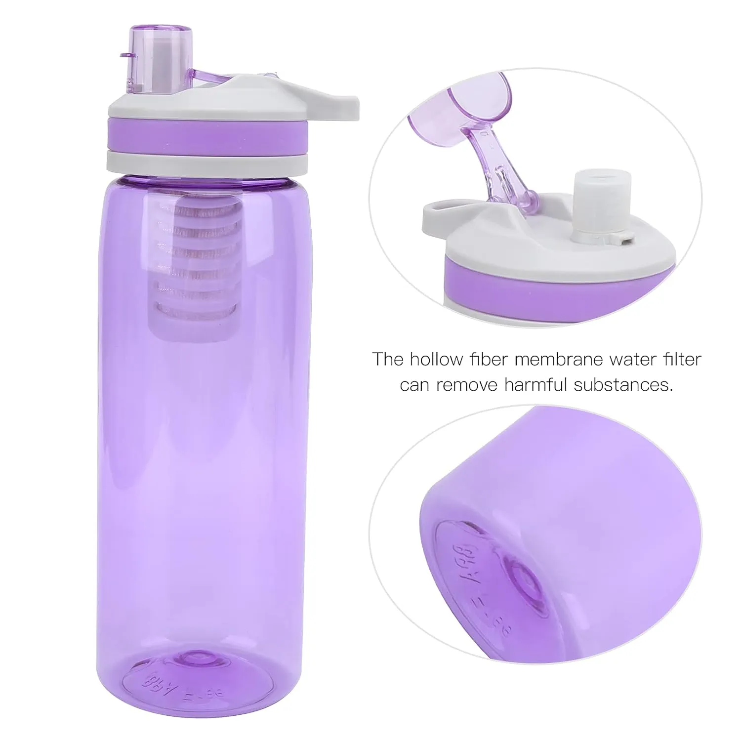 Filtered Water Bottle, 770ml ABS Filter Water Bottle with Lid Water Filter Camping for Camping Hiking (#5)