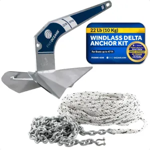 Five Oceans Delta Style Wing Boat Anchor – Premium Series, Ideal for Pontoon & Fishing Boats, Multiple Size & Material Option