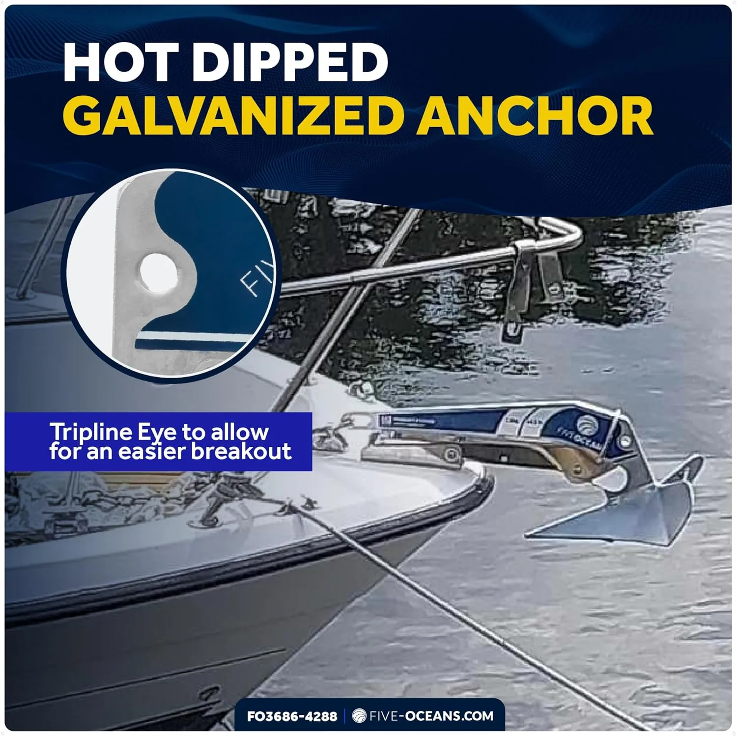 Five Oceans Delta Style Wing Boat Anchor – Premium Series, Ideal for Pontoon & Fishing Boats, Multiple Size & Material Option
