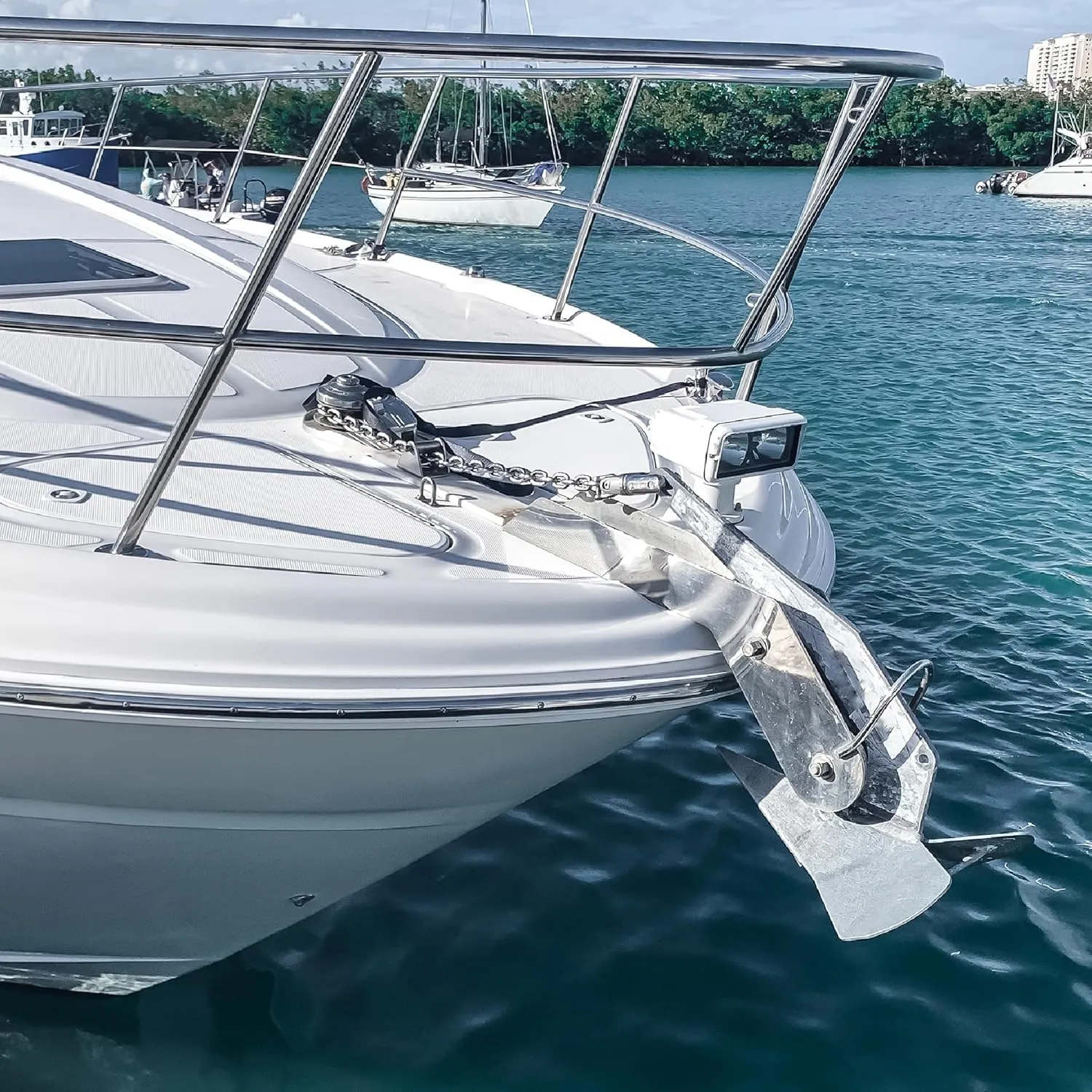 Five Oceans Windlass Anchor Rode, Hand-Spliced Anchor Rope and Chain Combination Kit, Nylon 3-Strand Rope, HT G4 Hot-Dipped Galvanized Steel Chain for Boat Anchor Systems - Multiple Sizes