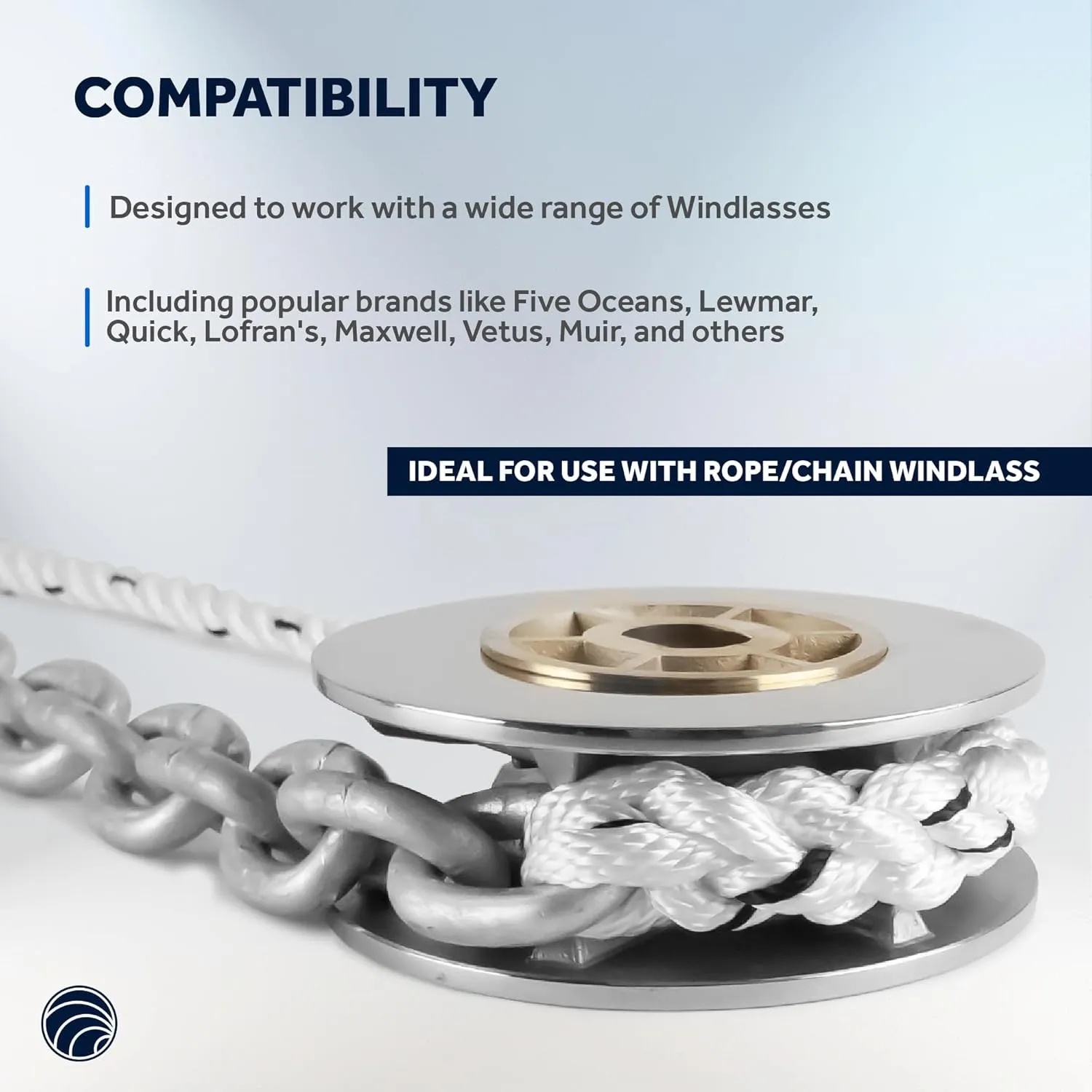 Five Oceans Windlass Anchor Rode, Hand-Spliced Anchor Rope and Chain Combination Kit, Nylon 3-Strand Rope, HT G4 Hot-Dipped Galvanized Steel Chain for Boat Anchor Systems - Multiple Sizes