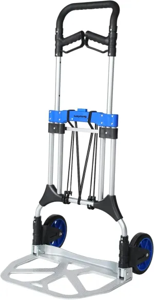 Folding Hand Trucks Heavy Duty by Leeyoung,500 lb Aluminium Folding Hand Cart Dolly with 8 inch Wheels (incl 2 Bungee Cords)