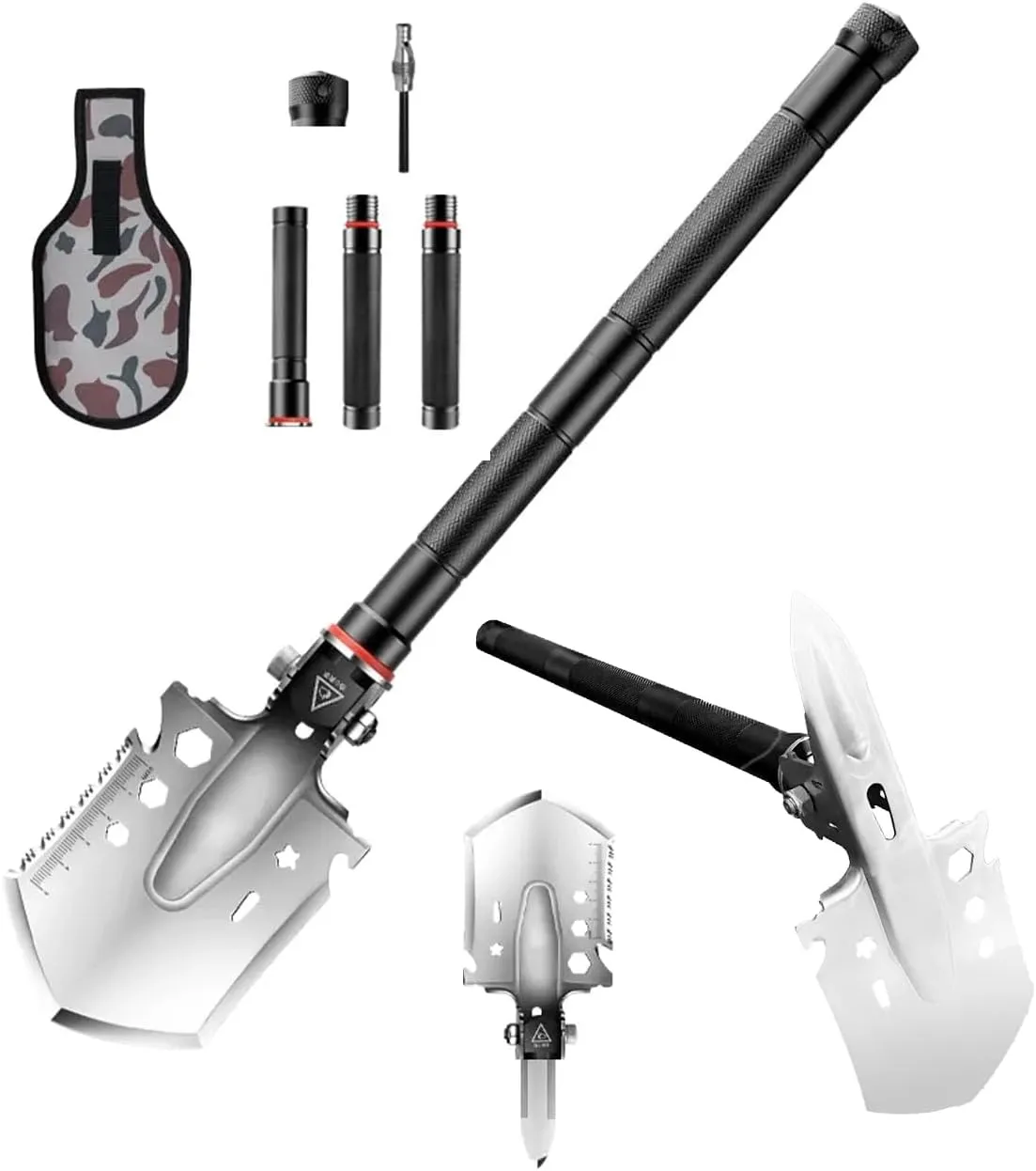 Folding Survival Shovel, Portable Multifunctional Folding Camping Shovel, Unbreakable Military Spade with Pickaxe, Survival Gear and Equipment for Backpacking Hiking Car Emergency