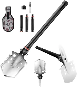 Folding Survival Shovel, Portable Multifunctional Folding Camping Shovel, Unbreakable Military Spade with Pickaxe, Survival Gear and Equipment for Backpacking Hiking Car Emergency