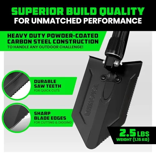 Folding Survival Shovel w/ Pick-Carbon Steel Military Style Entrenching Tool