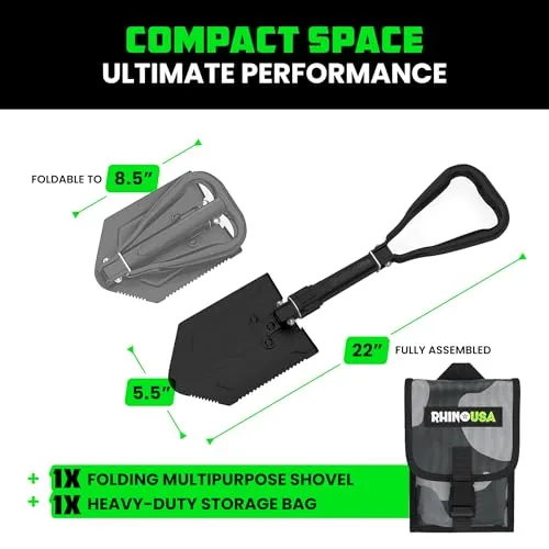 Folding Survival Shovel w/ Pick-Carbon Steel Military Style Entrenching Tool
