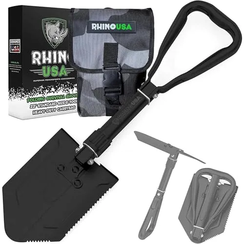 Folding Survival Shovel w/ Pick-Carbon Steel Military Style Entrenching Tool