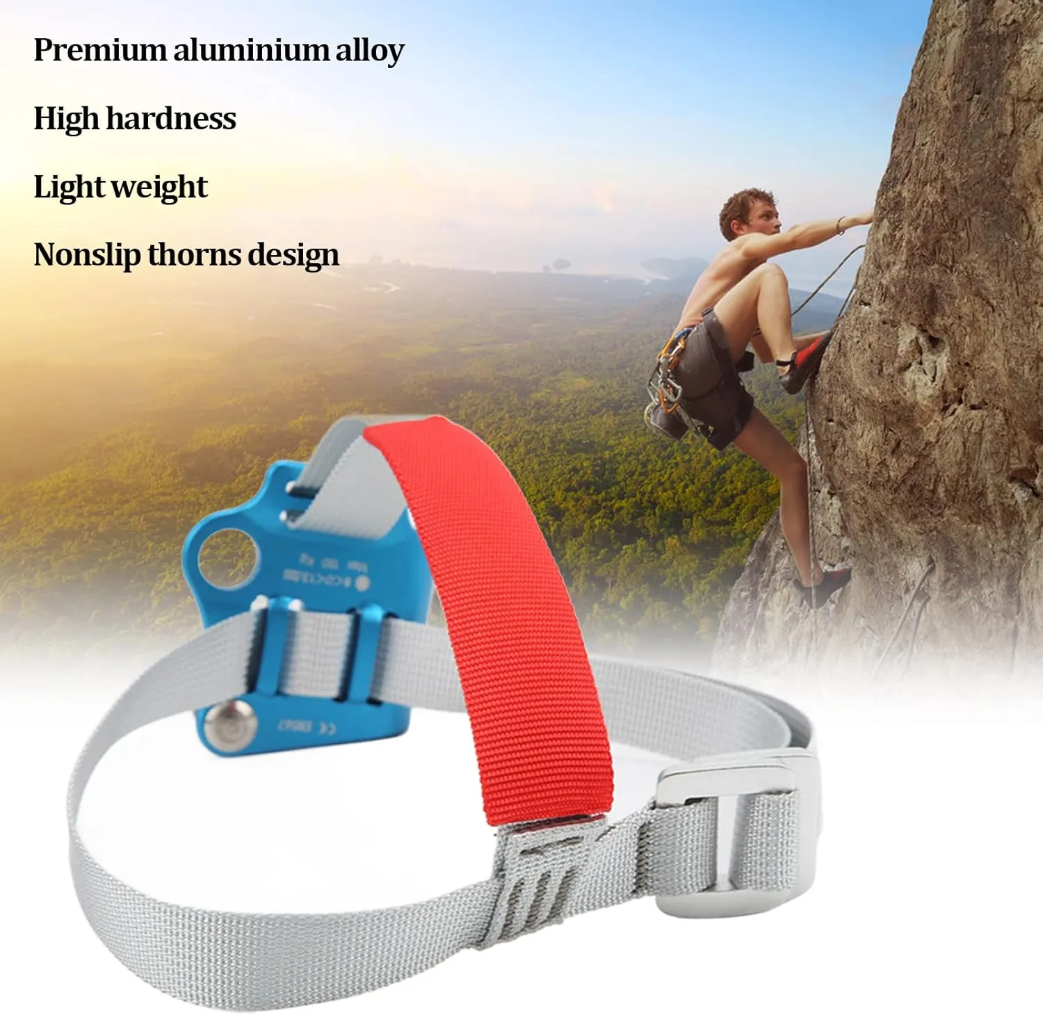Foot Climbing Ascenders, Aluminium Alloy High Hardness Light Weight Nonslip Adjustable Ascender Riser for Climbing Mountaineering