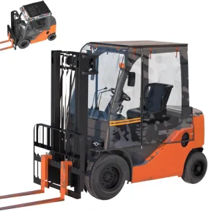 Forklift Cover for Rain Up to 6000LB,,Can Be Rolled Up On All Sides,Ultra-Transparent EVA&Brown Canopy,Universal Forklift Cover Waterproof Forklift Accessories