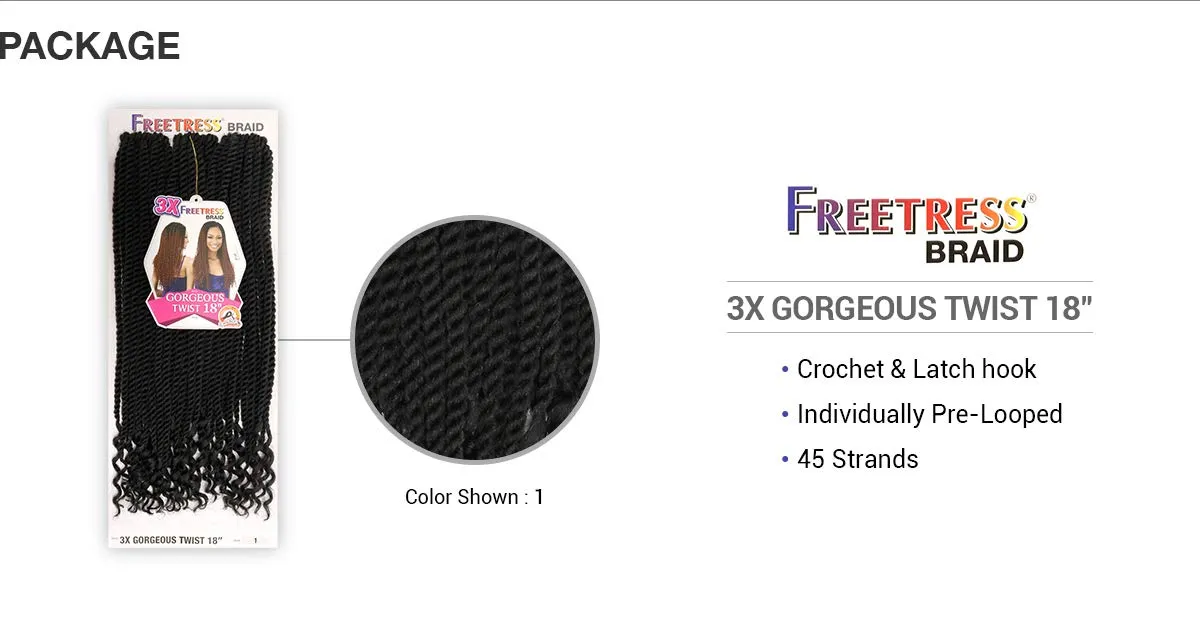 FreeTress Braids FreeTress Crochet Braids 3X Gorgeous Twist 18 (5-pack, 1)