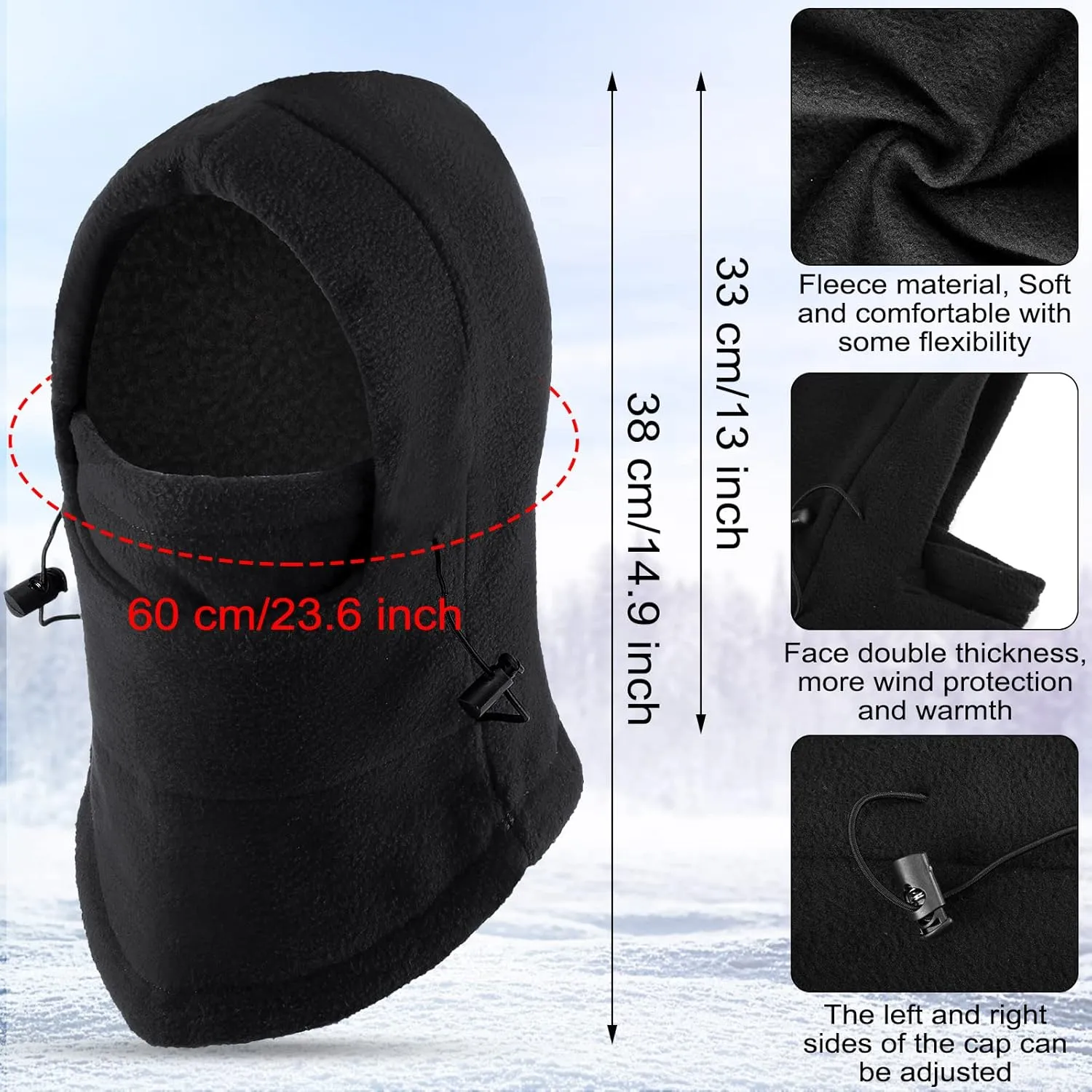 Frienda 4 Pcs Balaclava Ski Mask Windproof Warmer Fleece Adjustable Winter Mask Face Cover for Men Women