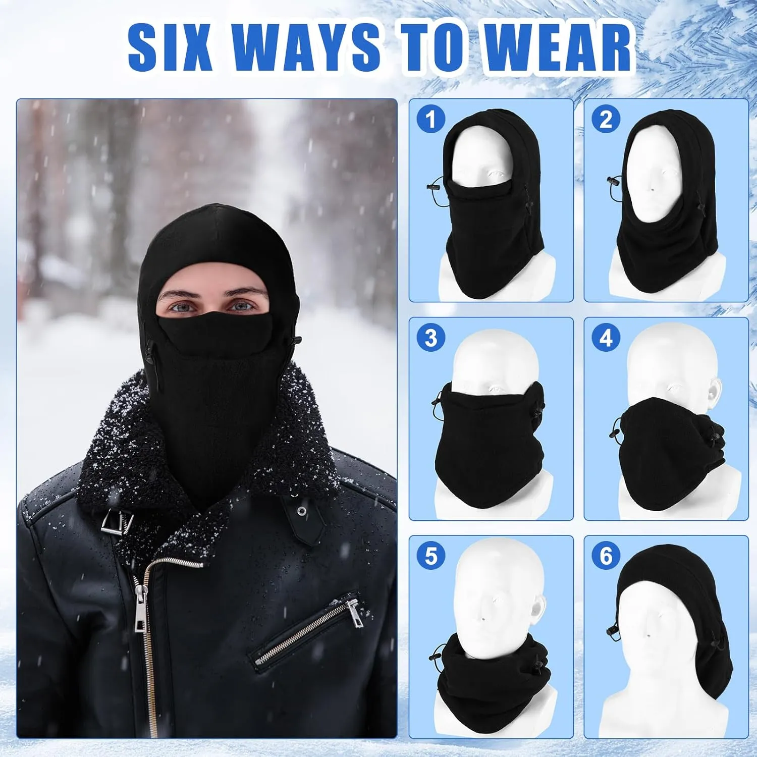 Frienda 4 Pcs Balaclava Ski Mask Windproof Warmer Fleece Adjustable Winter Mask Face Cover for Men Women