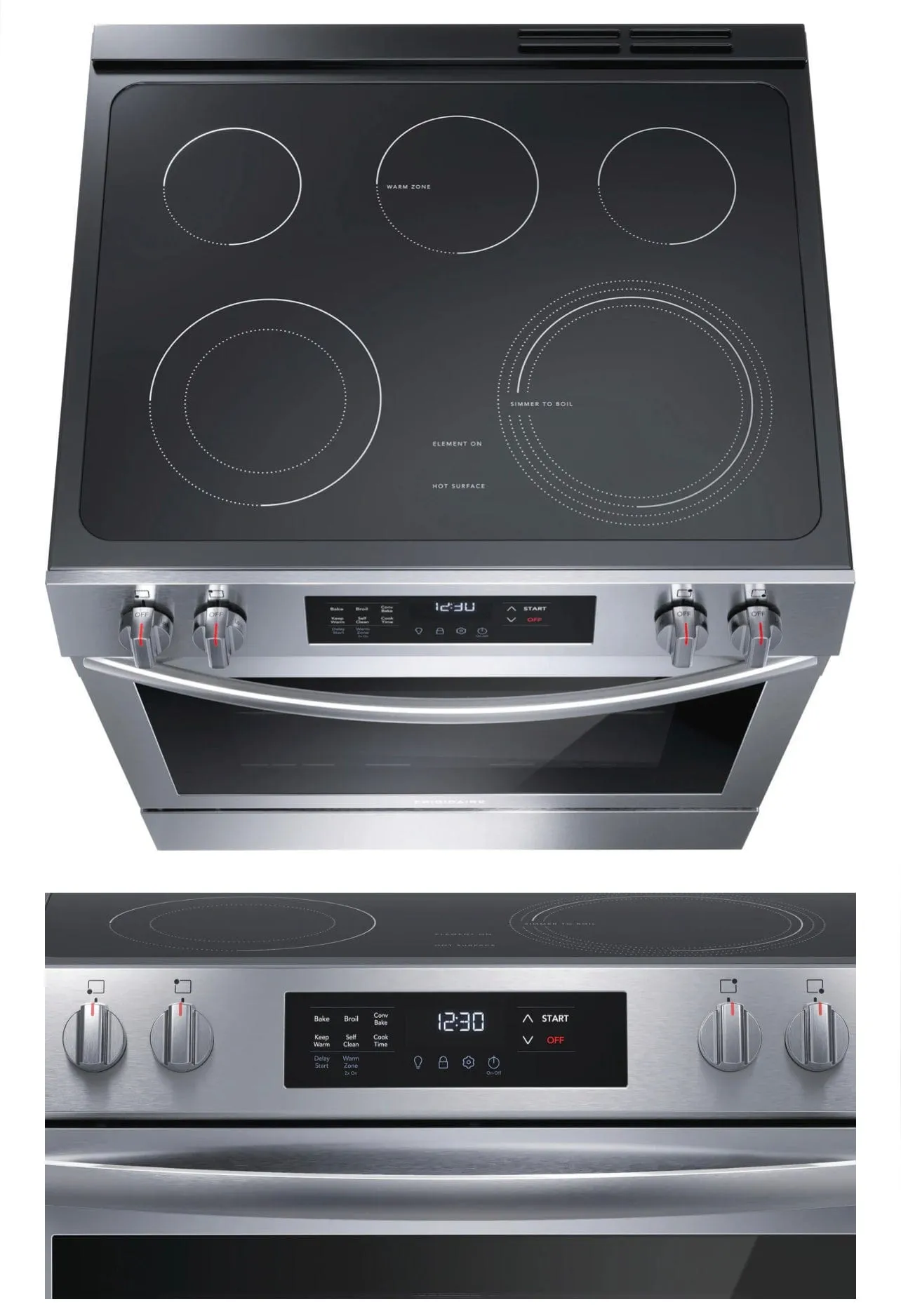Frigidaire FCFE308CAS Range, 30" Width, Electric Range, Convection, 5 Burners, 5.3 cu. ft. Capacity, Storage Drawer, Stainless Steel