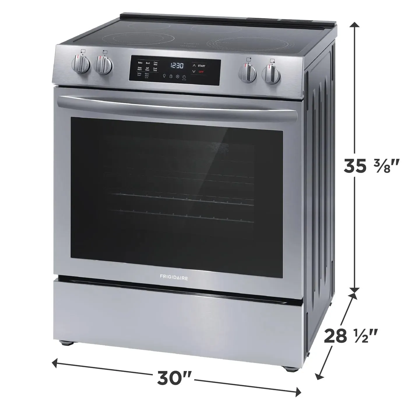 Frigidaire FCFE308CAS Range, 30" Width, Electric Range, Convection, 5 Burners, 5.3 cu. ft. Capacity, Storage Drawer, Stainless Steel