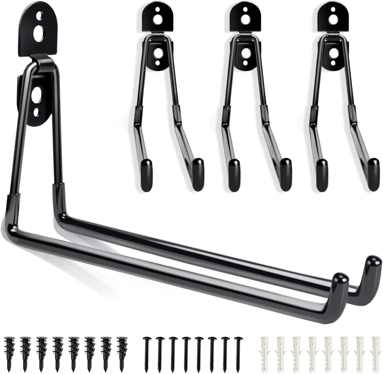 Garage Hooks Heavy Duty - 11 Inch Large Wall Mount Storage Hanger, 4 Pack Long Hook Garage Organizer for Hanging Tool, Chairs, Hoses, Ladder, Bulk Items, Ropes, etc.