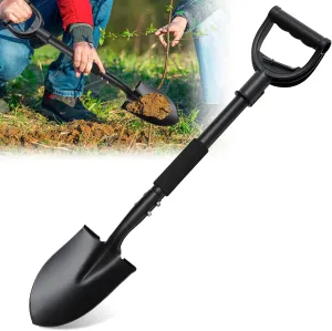 Garden Shovels for Digging, Small Beach Shovel with D-Handle 31 inch, Metal Folding Hand Sand Survival Camping Adult Kids Shovel for Gardening Cleaning
