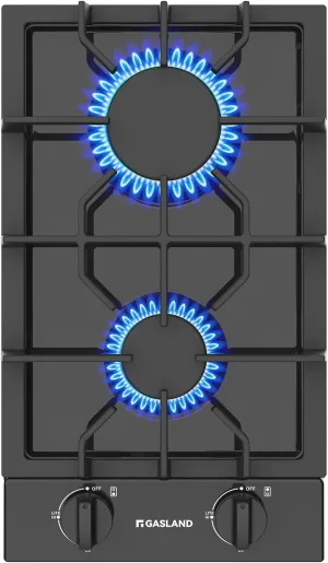 GASLAND 2 Burners Gas Cooktop 12 Inch GH30EF Drop-in Propane Stove Top with Thermocouple Protection, LPG/NG Convertible Dual Fuel Natural Gas Hob, Black
