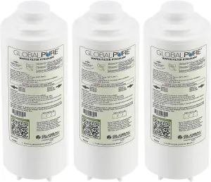Global Industrial Global Pure Replacement Water Filter PFAS, 3,600 Gallon Capacity, Drinking Fountain and Bottle Fillers Replacement Filter, Cold Water Filter Only, 3/Pack